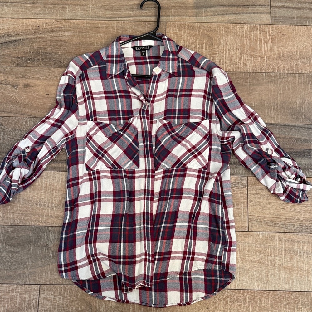 Express Red and White Plaid Tunic